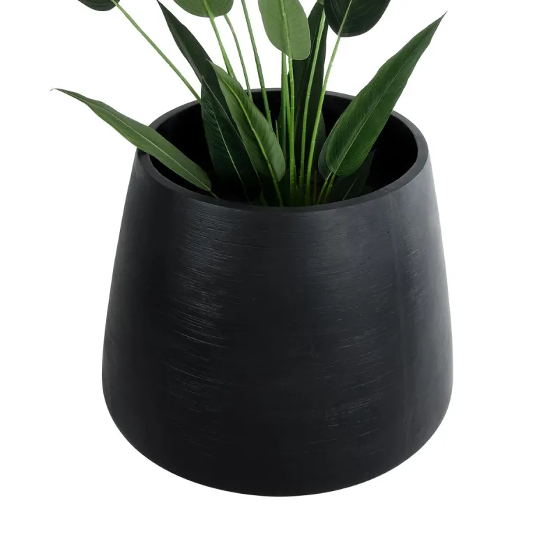 GloboStar® Artificial Garden TIJUANA 20704 Διακοσμητικό Πολυεστερικό Τσιμεντένιο Κασπώ Γλάστρα - Flower Pot Μαύρο Φ82 x Υ90cm