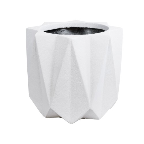 GloboStar® Artificial Garden PADOVA 20741 Επιδαπέδιο Πολυεστερικό Τσιμεντένιο Κασπώ Γλάστρα - Flower Pot Λευκό Φ51 x Υ46cm