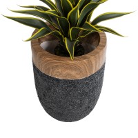 GloboStar® Artificial Garden BELLAGIO 20744 Επιδαπέδιο Πολυεστερικό Τσιμεντένιο Κασπώ Γλάστρα - Flower Pot Μαύρο με Καφέ Φ39 x Υ52cm