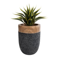 GloboStar® Artificial Garden BELLAGIO 20744 Επιδαπέδιο Πολυεστερικό Τσιμεντένιο Κασπώ Γλάστρα - Flower Pot Μαύρο με Καφέ Φ39 x Υ52cm