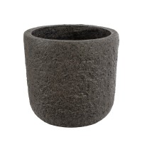 GloboStar® Artificial Garden LUCCA 20755 Επιδαπέδιο Πολυεστερικό Τσιμεντένιο Κασπώ Γλάστρα - Flower Pot Καφέ Φ25 x Υ23cm