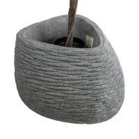 GloboStar® Artificial Garden RONDA 20759 Επιδαπέδιο Πολυεστερικό Τσιμεντένιο Κασπώ Γλάστρα - Flower Pot Γκρι Μ63 x Π41 x Υ47cm