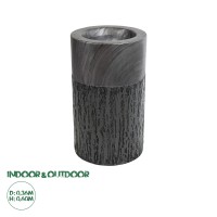 GloboStar® Artificial Garden PISA 20761 Επιδαπέδιο Πολυεστερικό Τσιμεντένιο Κασπώ Γλάστρα - Flower Pot Γκρι Ανθρακί Φ36 x Υ60cm