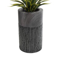 GloboStar® Artificial Garden PISA 20761 Επιδαπέδιο Πολυεστερικό Τσιμεντένιο Κασπώ Γλάστρα - Flower Pot Γκρι Ανθρακί Φ36 x Υ60cm