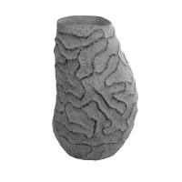GloboStar® Artificial Garden GALICIA 20763 Επιδαπέδιο Πολυεστερικό Τσιμεντένιο Κασπώ Γλάστρα - Flower Pot Γκρι Φ52 x Υ80cm