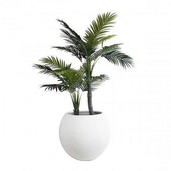 GloboStar® Artificial Garden MURANO 20766 Επιδαπέδιο Πολυεστερικό Τσιμεντένιο Κασπώ Γλάστρα - Flower Pot Λευκό Φ90 x Υ70cm