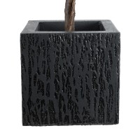 GloboStar® Artificial Garden CATALONIA 20767 Επιδαπέδιο Πολυεστερικό Τσιμεντένιο Κασπώ Γλάστρα - Flower Pot Μαύρο Μ30 x Π30 x Υ30cm