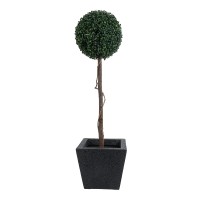 GloboStar® Artificial Garden KARRASPIO 20770 Επιδαπέδιο Πολυεστερικό Τσιμεντένιο Κασπώ Γλάστρα - Flower Pot Μαύρο Μ34 x Π34 x Υ30cm