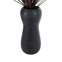 GloboStar® Artificial Garden BARRIO 20773 Επιδαπέδιο Πολυεστερικό Τσιμεντένιο Κασπώ Γλάστρα - Flower Pot Μαύρο Φ40 x Υ93cm