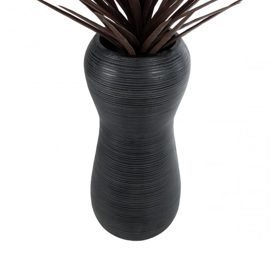 GloboStar® Artificial Garden BARRIO 20773 Επιδαπέδιο Πολυεστερικό Τσιμεντένιο Κασπώ Γλάστρα - Flower Pot Μαύρο Φ40 x Υ93cm