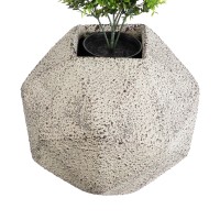 GloboStar® Artificial Garden BOROUGH 20782 Επιδαπέδιο Πολυεστερικό Τσιμεντένιο Κασπώ Γλάστρα - Flower Pot Λευκό με Μπεζ Μ30 x Π30 x Υ30cm