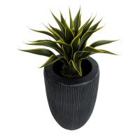 GloboStar® Artificial Garden CASTLE 20793 Διακοσμητικό Πολυεστερικό Τσιμεντένιο Κασπώ Γλάστρα - Flower Pot Μαύρο Φ35 x Υ54cm