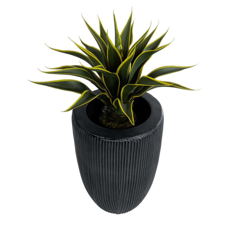 GloboStar® Artificial Garden CASTLE 20793 Διακοσμητικό Πολυεστερικό Τσιμεντένιο Κασπώ Γλάστρα - Flower Pot Μαύρο Φ35 x Υ54cm