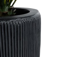 GloboStar® Artificial Garden CASTLE 20793 Διακοσμητικό Πολυεστερικό Τσιμεντένιο Κασπώ Γλάστρα - Flower Pot Μαύρο Φ35 x Υ54cm