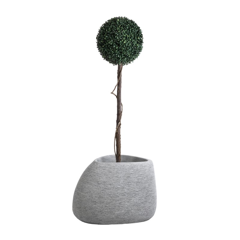 GloboStar® Artificial Garden OXFORD 20794 Επιδαπέδιο Πολυεστερικό Τσιμεντένιο Κασπώ Γλάστρα - Flower Pot Γκρι Μ60 x Π55 x Υ43cm