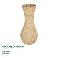 GloboStar® Artificial Garden SANDIAGO 21233 Διακοσμητικό Πλεκτό Καλάθι - Κασπώ Γλάστρα - Flower Pot Μπεζ Π30 x M30 x Υ60cm
