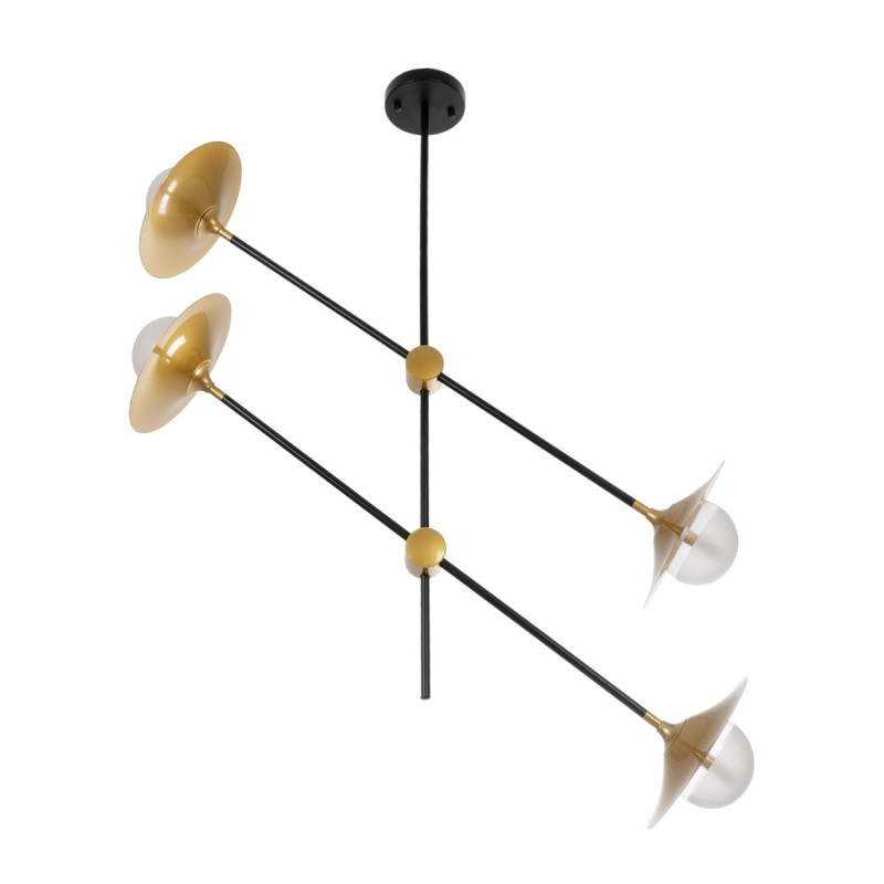GLOBOSTAR® JOLIET 999-0044 Μοντέρνο Φωτιστικό Οροφής με Ντουί 4 x G9 AC 220-240V IP20 - Μαύρο & Χρυσό - Μ93 x Π20 x Υ106cm