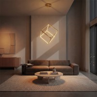kelvo® KIBOO KLV-101-0262 Κρεμαστό Φωτιστικό Οροφής LED 36W 3600lm 360° AC 220-240V IP20 Ρυθμιζόμενο Λευκό CCT με Χειριστήριο από 2700K έως 6000K Dimmable - Lumileds SMD Chip - Χρυσό Πλατίνα - Μ40 x Π40 x Υ40cm - 3 Χρόνια Εγγύηση