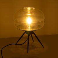 GLOBOSTAR® JAVAN 999-0036 Μοντέρνο Επιτραπέζιο Φωτιστικό Πορτατίφ με Ντουί 1 x E27 AC 220-240V IP20 - Διάφανο & Μαύρο - Μ30 x Π30 x Υ40cm