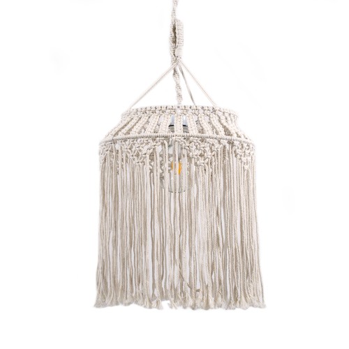 GLOBOSTAR® ALGERIA 36202 Boho Κρεμαστό Φωτιστικό Οροφής με Ντουί 1 x E27 AC 220-240V IP20 - Μπεζ - Μ40 x Π40 x Υ50cm