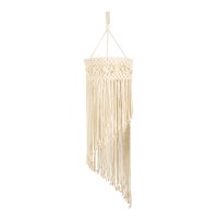 GloboStar® 36203 TUNISIA Boho Καπέλο Φωτιστικού- Μακραμέ Πλεκτό Χειροποίητο Μπεζ Βαμβακερό Νήμα - Μ30 x Π30  x Υ120cm