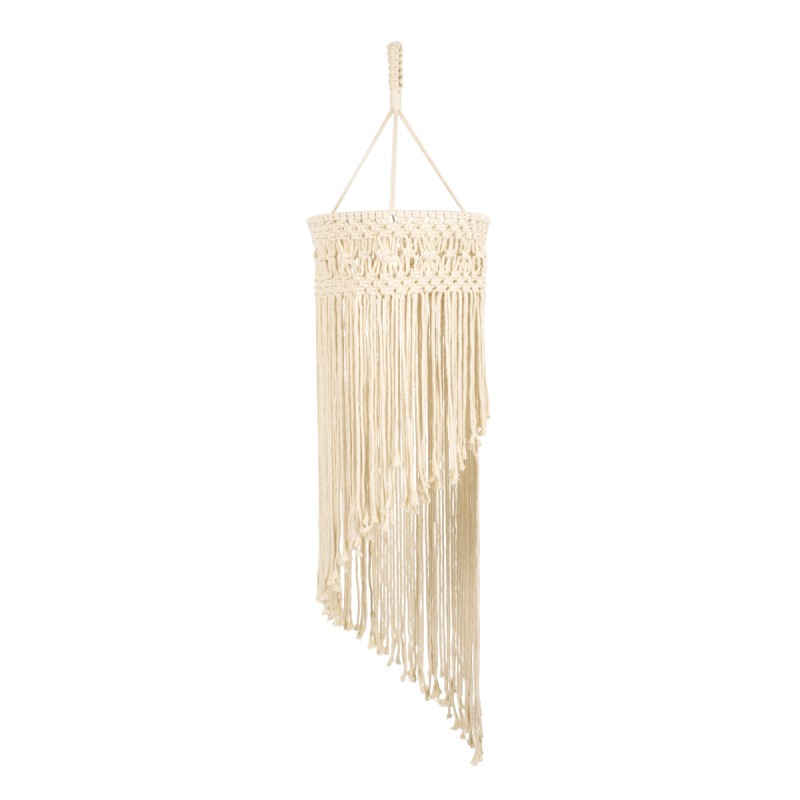 GloboStar® 36203 TUNISIA Boho Καπέλο Φωτιστικού- Μακραμέ Πλεκτό Χειροποίητο Μπεζ Βαμβακερό Νήμα - Μ30 x Π30  x Υ120cm