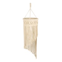 GloboStar® 36203 TUNISIA Boho Καπέλο Φωτιστικού- Μακραμέ Πλεκτό Χειροποίητο Μπεζ Βαμβακερό Νήμα - Μ30 x Π30  x Υ120cm