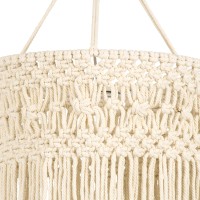 GloboStar® 36203 TUNISIA Boho Καπέλο Φωτιστικού- Μακραμέ Πλεκτό Χειροποίητο Μπεζ Βαμβακερό Νήμα - Μ30 x Π30  x Υ120cm