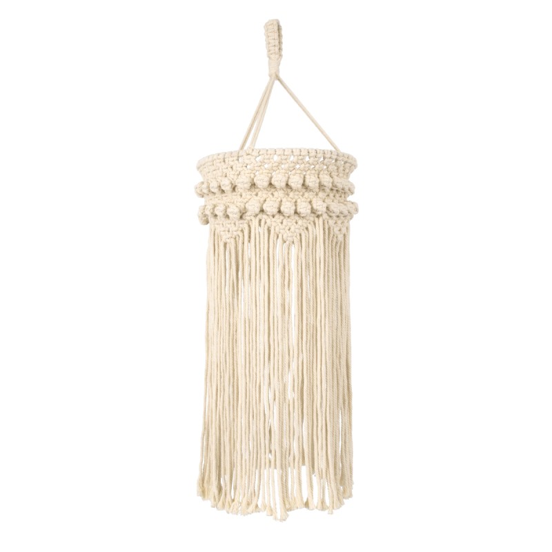 GloboStar® 36205 UGANDA Boho Καπέλο Φωτιστικού- Μακραμέ Πλεκτό Χειροποίητο Μπεζ Βαμβακερό Νήμα - Μ25 x Π25  x Υ70cm