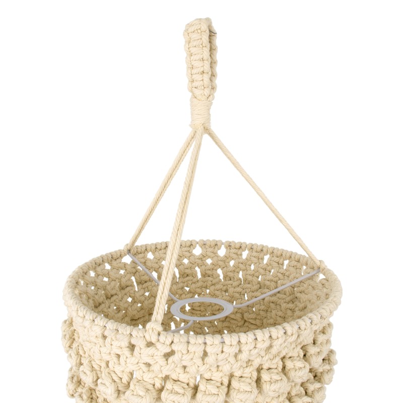 GloboStar® 36205 UGANDA Boho Καπέλο Φωτιστικού- Μακραμέ Πλεκτό Χειροποίητο Μπεζ Βαμβακερό Νήμα - Μ25 x Π25  x Υ70cm