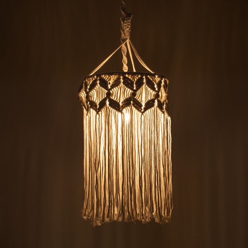 GLOBOSTAR® CONGO 36206 Boho Κρεμαστό Φωτιστικό Οροφής με Ντουί 1 x E27 AC 220-240V IP20 - Μπεζ - Μ30 x Π30 x Υ50cm