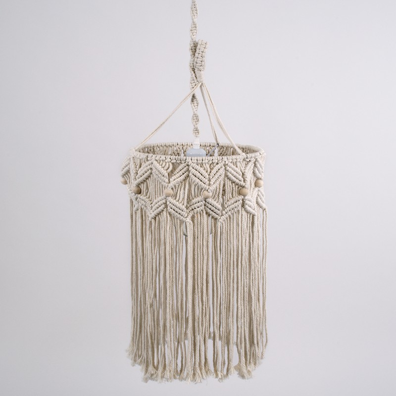 GLOBOSTAR® CONGO 36206 Boho Κρεμαστό Φωτιστικό Οροφής με Ντουί 1 x E27 AC 220-240V IP20 - Μπεζ - Μ30 x Π30 x Υ50cm