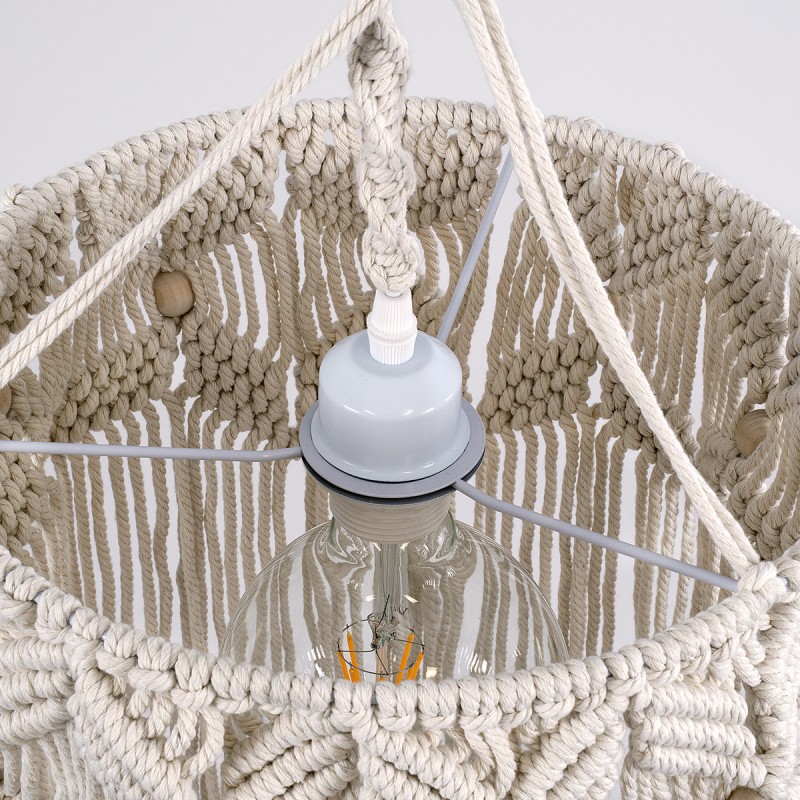GLOBOSTAR® CONGO 36206 Boho Κρεμαστό Φωτιστικό Οροφής με Ντουί 1 x E27 AC 220-240V IP20 - Μπεζ - Μ30 x Π30 x Υ50cm