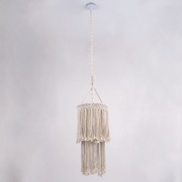 GLOBOSTAR® ZAMBIA 36208 Boho Κρεμαστό Φωτιστικό Οροφής με Ντουί 1 x E27 AC 220-240V IP20 - Μπεζ - Μ30 x Π30 x Υ60cm