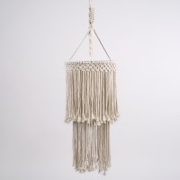GLOBOSTAR® ZAMBIA 36208 Boho Κρεμαστό Φωτιστικό Οροφής με Ντουί 1 x E27 AC 220-240V IP20 - Μπεζ - Μ30 x Π30 x Υ60cm