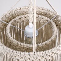 GLOBOSTAR® ZAMBIA 36208 Boho Κρεμαστό Φωτιστικό Οροφής με Ντουί 1 x E27 AC 220-240V IP20 - Μπεζ - Μ30 x Π30 x Υ60cm