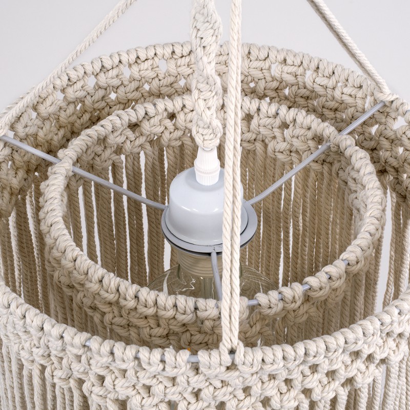 GLOBOSTAR® ZAMBIA 36208 Boho Κρεμαστό Φωτιστικό Οροφής με Ντουί 1 x E27 AC 220-240V IP20 - Μπεζ - Μ30 x Π30 x Υ60cm