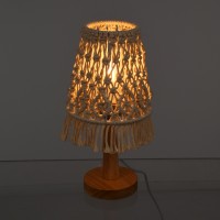 GLOBOSTAR® RWANDA 36210 Boho Επιτραπέζιο Φωτιστικό Πορτατίφ με Ντουί 1 x E27 AC 220-240V IP20 - Μπεζ & Καφέ - Μ15 x Π15 x Υ30cm