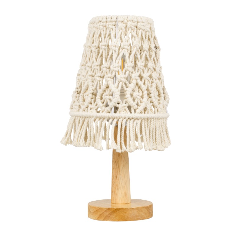 GLOBOSTAR® RWANDA 36210 Boho Επιτραπέζιο Φωτιστικό Πορτατίφ με Ντουί 1 x E27 AC 220-240V IP20 - Μπεζ & Καφέ - Μ15 x Π15 x Υ30cm
