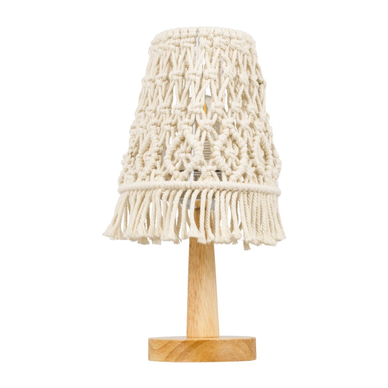 GLOBOSTAR® RWANDA 36210 Boho Επιτραπέζιο Φωτιστικό Πορτατίφ με Ντουί 1 x E27 AC 220-240V IP20 - Μπεζ & Καφέ - Μ15 x Π15 x Υ30cm