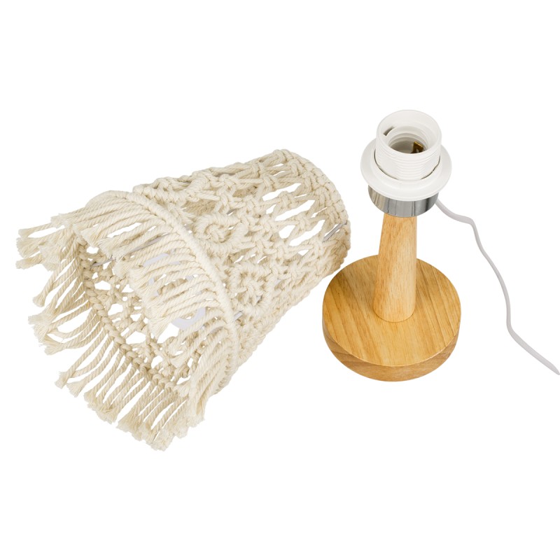 GLOBOSTAR® RWANDA 36210 Boho Επιτραπέζιο Φωτιστικό Πορτατίφ με Ντουί 1 x E27 AC 220-240V IP20 - Μπεζ & Καφέ - Μ15 x Π15 x Υ30cm