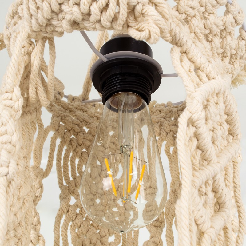 GLOBOSTAR® BAHRI 36211 Boho Κρεμαστό Φωτιστικό Οροφής με Ντουί 1 x E27 AC 220-240V IP20 - Μπεζ - Μ20 x Π20 x Υ65cm