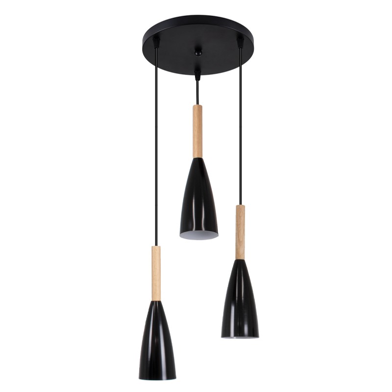 GLOBOSTAR® DILLON 00626 Μοντέρνο Κρεμαστό Φωτιστικό Οροφής με Ντουί 3 x E27 AC 220-240V IP20 - Μαύρο & Μπεζ - Μ26 x Π26 x Υ130cm