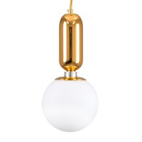 GLOBOSTAR® MAVERICK 00943 Μοντέρνο Κρεμαστό Φωτιστικό Οροφής με Ντουί 1 x E27 AC 220-240V IP20 - Χρυσό & Λευκό - Μ15 x Π15 x Υ33cm