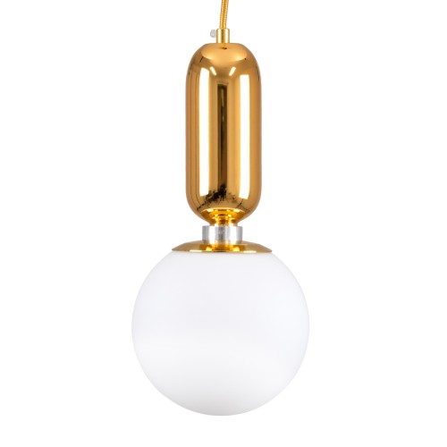 GLOBOSTAR® MAVERICK 00943 Μοντέρνο Κρεμαστό Φωτιστικό Οροφής με Ντουί 1 x E27 AC 220-240V IP20 - Χρυσό & Λευκό - Μ15 x Π15 x Υ33cm