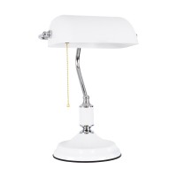 GLOBOSTAR® LIBRARY 01390 Vintage Επιτραπέζιο Φωτιστικό Πορτατίφ με Ντουί 1 x E27 AC 220-240V IP20 - Λευκό & Ασημί - Μ26.5 x Π19 x Υ38cm