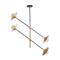 GLOBOSTAR® JOLIET 999-0044 Μοντέρνο Φωτιστικό Οροφής με Ντουί 4 x G9 AC 220-240V IP20 - Μαύρο & Χρυσό - Μ93 x Π20 x Υ106cm