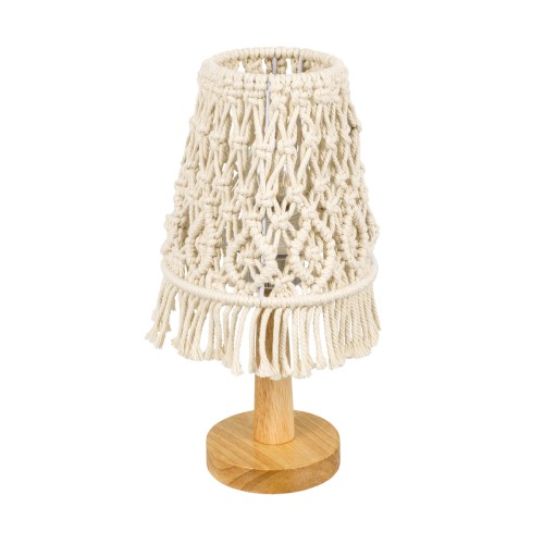 GLOBOSTAR® RWANDA 36210 Boho Επιτραπέζιο Φωτιστικό Πορτατίφ με Ντουί 1 x E27 AC 220-240V IP20 - Μπεζ & Καφέ - Μ15 x Π15 x Υ30cm