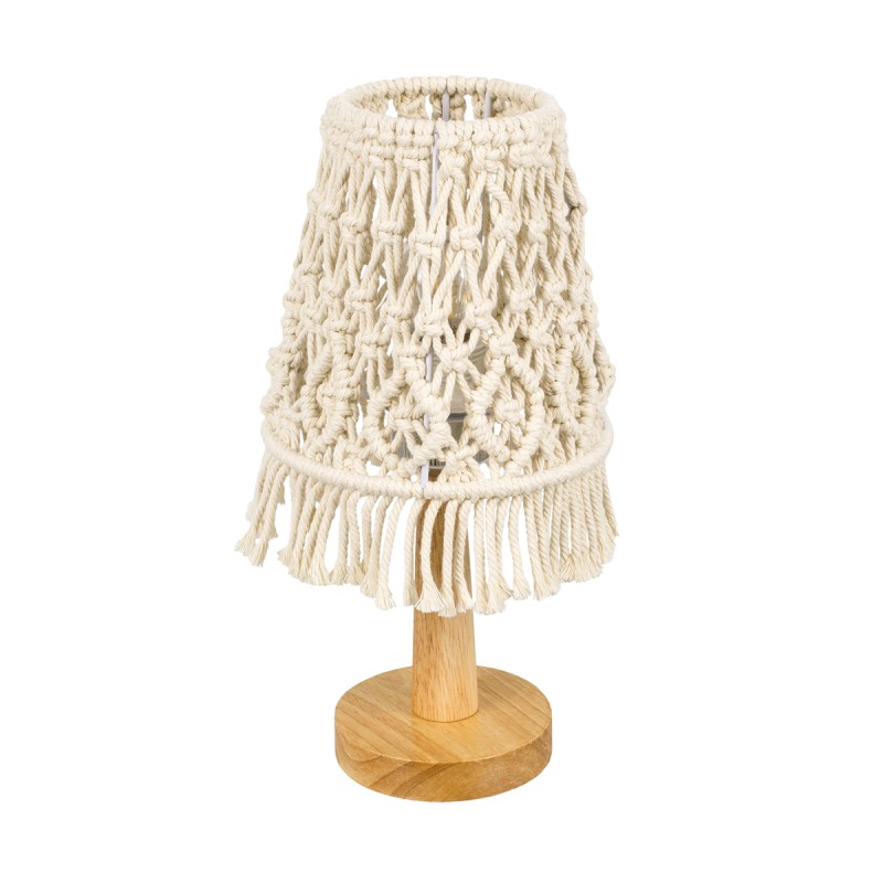 GLOBOSTAR® RWANDA 36210 Boho Επιτραπέζιο Φωτιστικό Πορτατίφ με Ντουί 1 x E27 AC 220-240V IP20 - Μπεζ & Καφέ - Μ15 x Π15 x Υ30cm