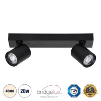 GLOBOSTAR® LEONARDO 60346 Μοντέρνο Φωτιστικό Οροφής LED 20W 2400lm 60° AC 220-240V IP20 Φυσικό Λευκό 4500K - Bridgelux COB - Μαύρο - Μ32 x Π7 x Υ11.8cm - 5 Χρόνια Εγγύηση